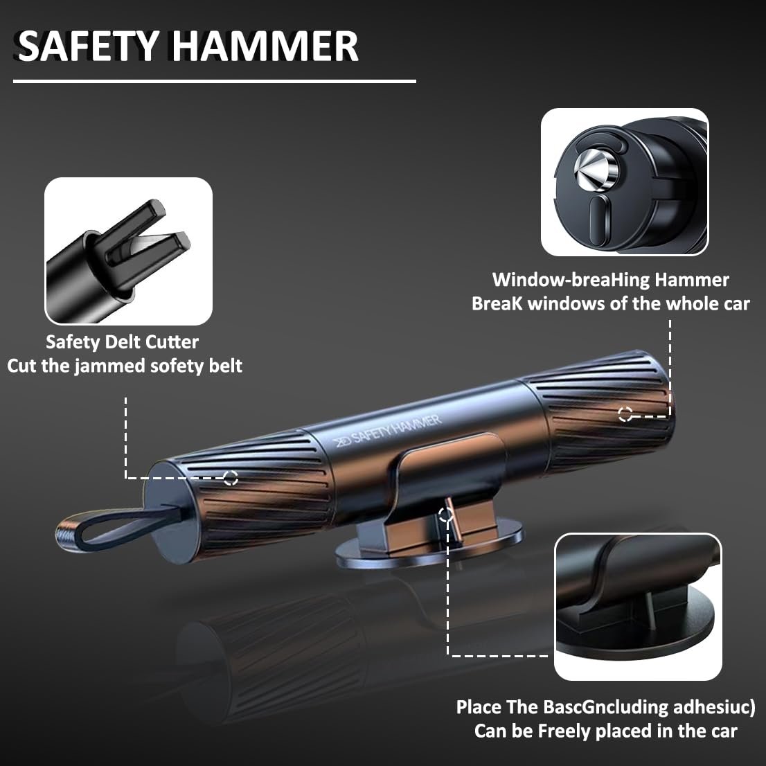 💥Sicherheitshammer zum Einschlagen von Fenstern im Notfall