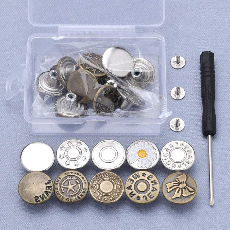 🔥 Abnehmbares nahtloses Denim-Knopfset (50 % Rabatt)