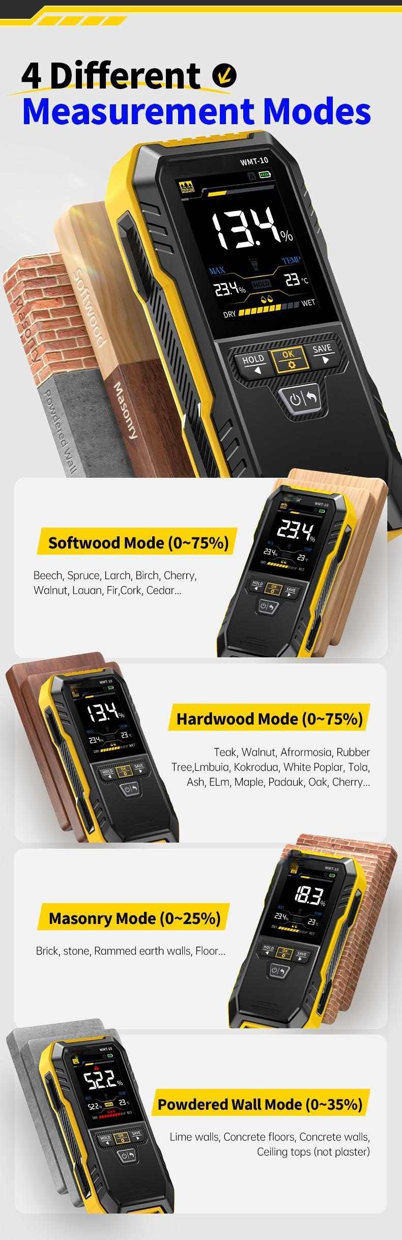 WMT-10 Wiederaufladbares Holzfeuchtemessgerät💦