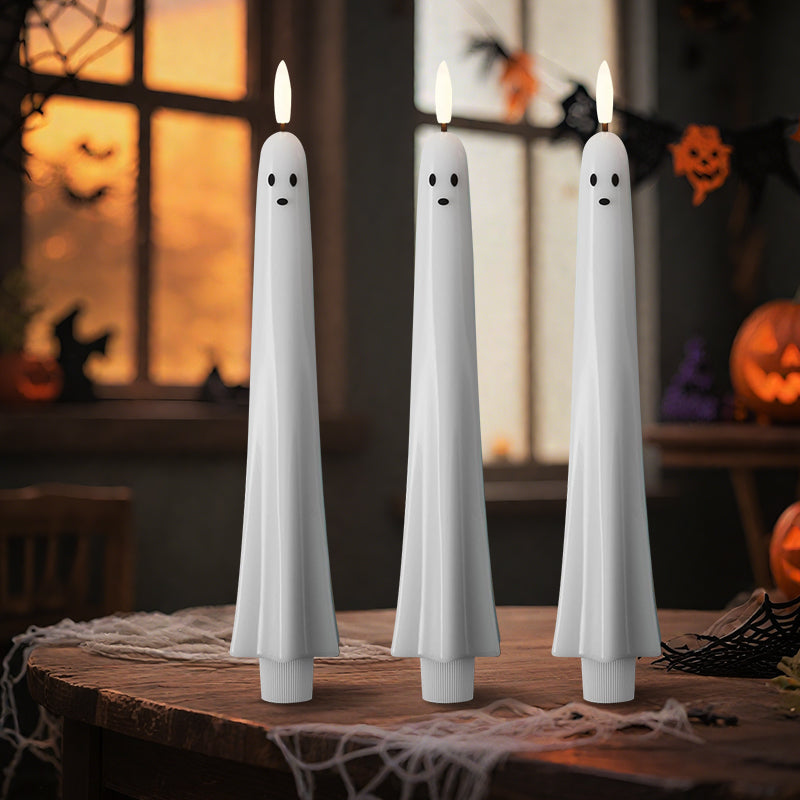 🎃👻 Ferngesteuertes Geisterlicht mit 3D-flammendem Docht 👻🎃