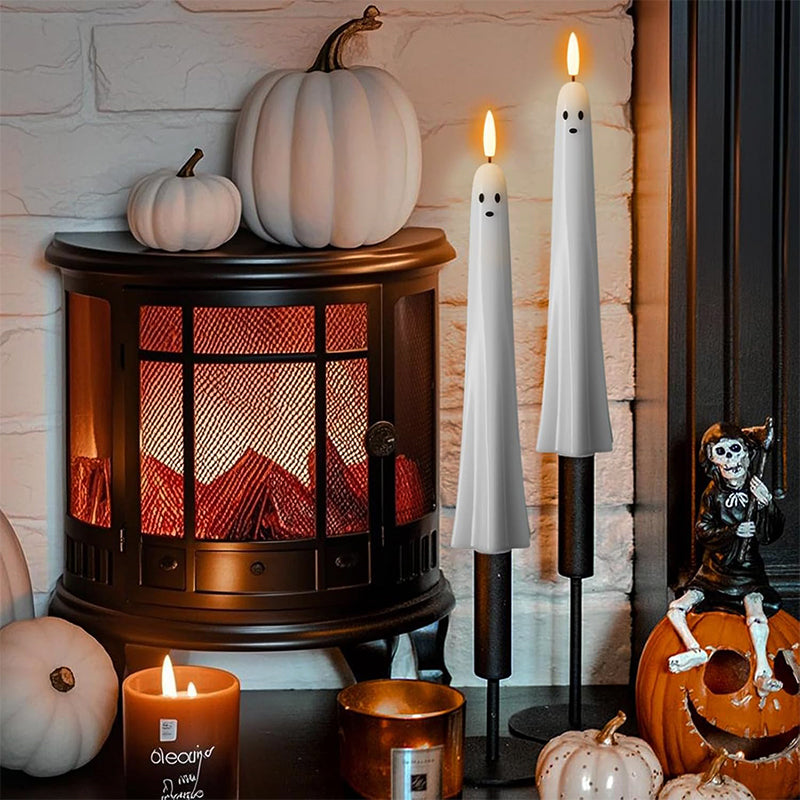 🎃👻 Ferngesteuertes Geisterlicht mit 3D-flammendem Docht 👻🎃