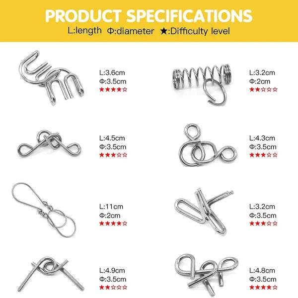 🧠Metall Puzzle Ring achtteilig blaue Version Denksportaufgaben🔗