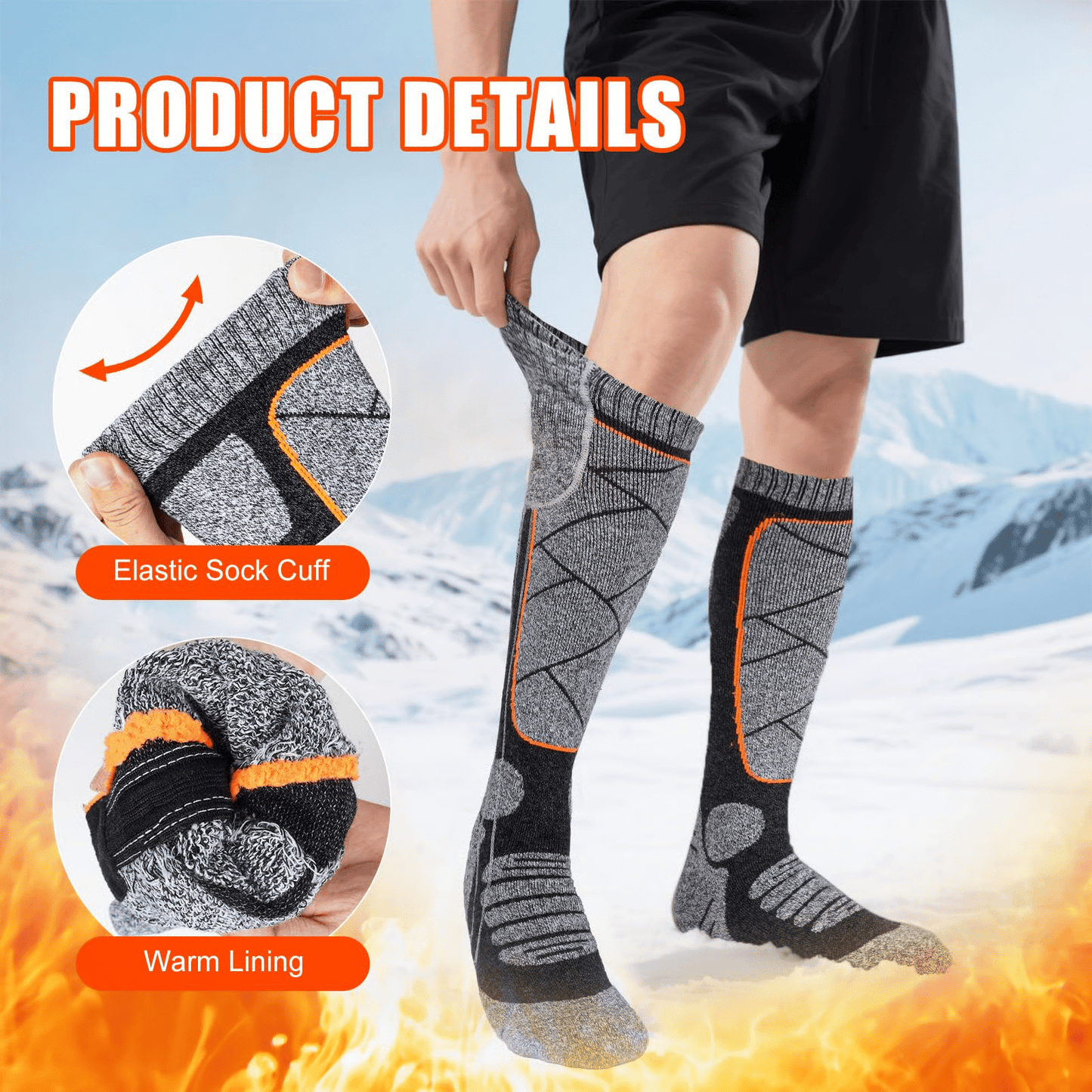 🎁Beheizbare Socken mit wiederaufladbaren Akkus – bis zu 8 Stunden Akkulaufzeit
