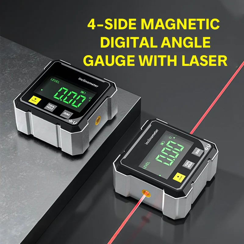 ✨4-seitiger magnetischer digitaler Winkelmesser mit Laser📐