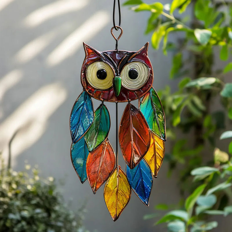 🦉✨Bunte Sonnen-Eulen - Farbenspiel für Fenster & Garten