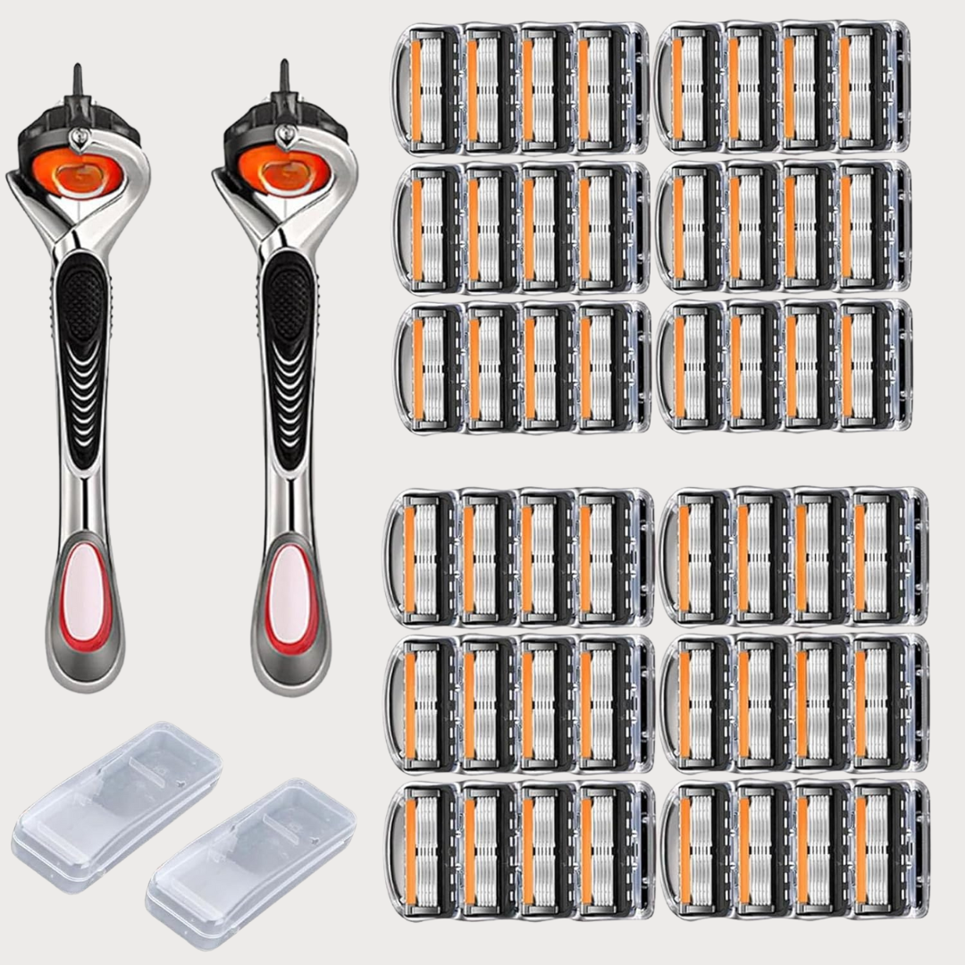 🔥 Rasierklingenset für Männer – Enthält 2 Griffe, 24 Klingen